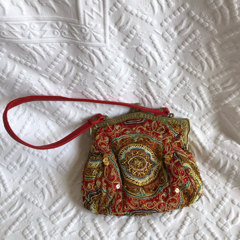 Genuine Christiana silk & sequined purse